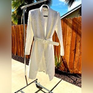 White Pearled Blazer Dress